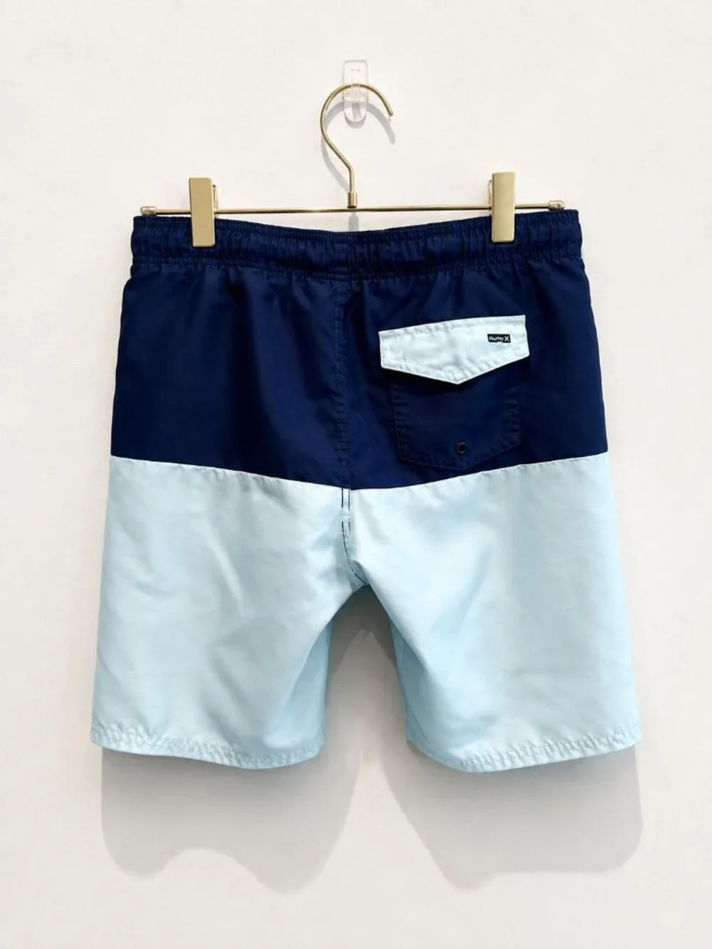 Hurley Boys Swim Trunks Size M Navy Light Blue Colorblock Mesh Lined